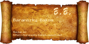 Baranszky Baksa névjegykártya